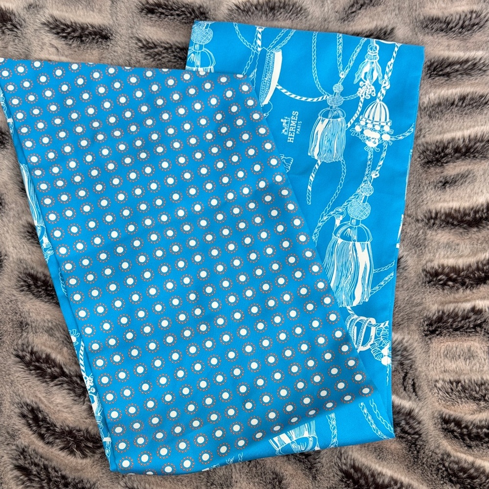 Hermès Vibrant Blue and White Silk Scarf
